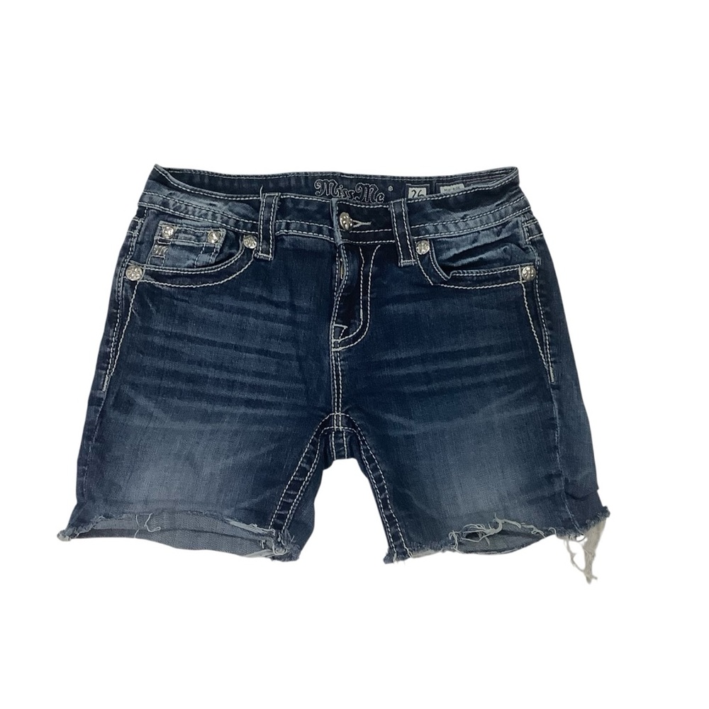 Miss Me Mid-Rise Handmade Cutoff Shorts Sz 26 Dark Blue